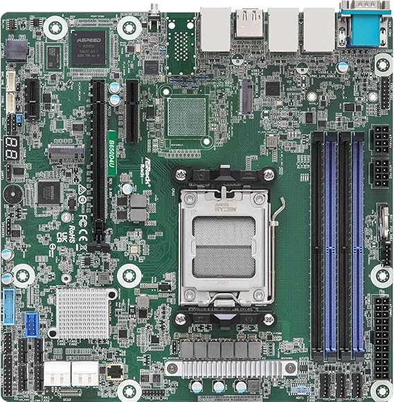 AsRock Rack B650D4U Micro-ATX Server Motherboard Single Socket AMD Ryzen 7000 Series Processor LGA 1718 B650E PCIe 5.0 Dual 1G LAN
