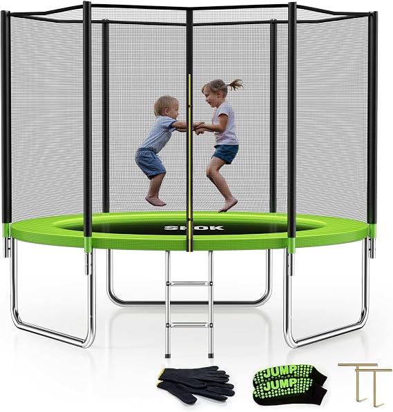 SKOK Trampoline for Kids,400LBS Outdoor Trampoline with Net-ASTM Approved Trampoline for Children and Adults