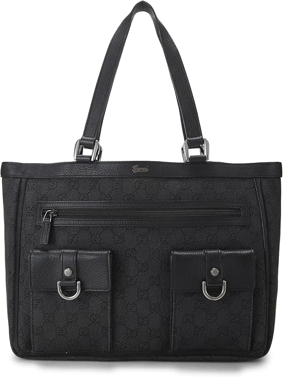 Pre-loved Black GG Canvas Abbey Pocket Tote, Brown