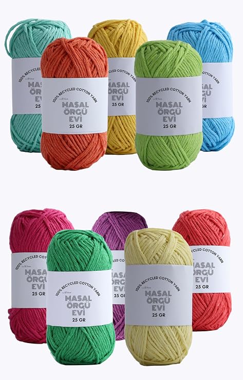 25 Gram Mini Cotton Serisi%100 Pamuk Örgü İpi 10 Renk Punch ve Amigurumi İpi (canlı)