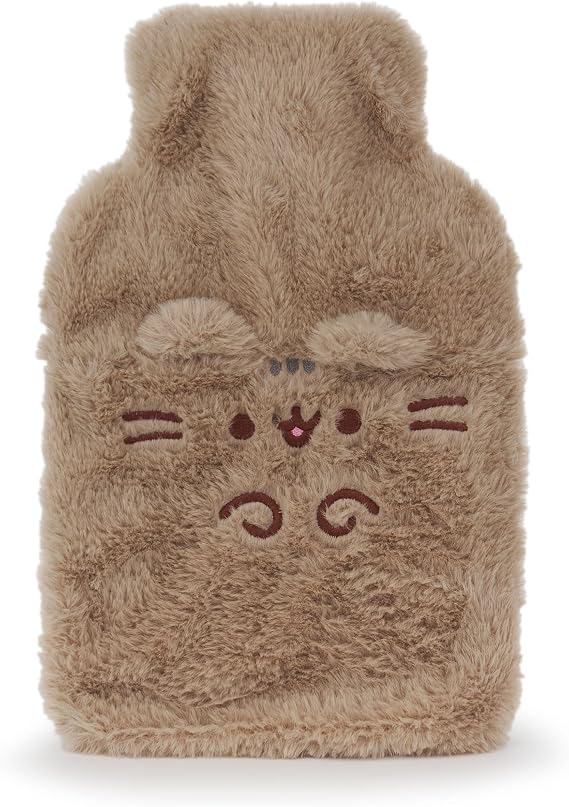 Pusheen Womens Hot Water Bottle | Ladies & Girls Brown Furry Heat Pad | Insulated Plush Accessory |Gift for Adults & Children