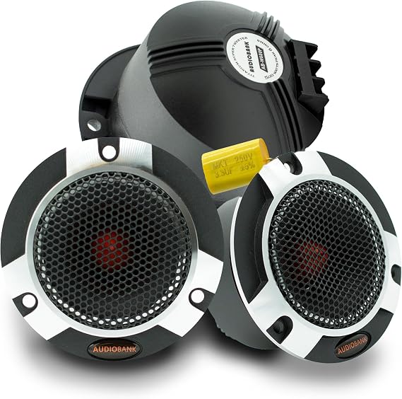 Audiobank AB-W600P 1-Inch Titanium Super Bullet Car Tweeters, 500W Max, 101 dB Sensitivity, 2 kHz-25 kHz, 5.4 oz Magnet, 4/8 Ohm Systems, Pair
