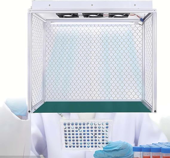 Triple Fan Laminar Flow Hood, ISO 5 Cleanliness, Efficient Filter Workbench, Vertical Air Flow Clean Bench with Low Noise and Spacious Work Area for Lab Use