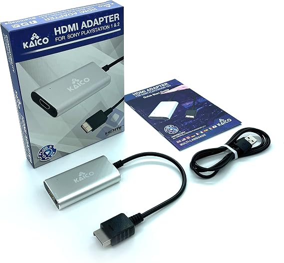 Kaico PS1 HDMI / PS2 AV Cable Compatible with Sony PlayStation & PS2 Models - Switch Between RGB & Component - PS1 & PS2 to HDMI Converter for Any HD TV