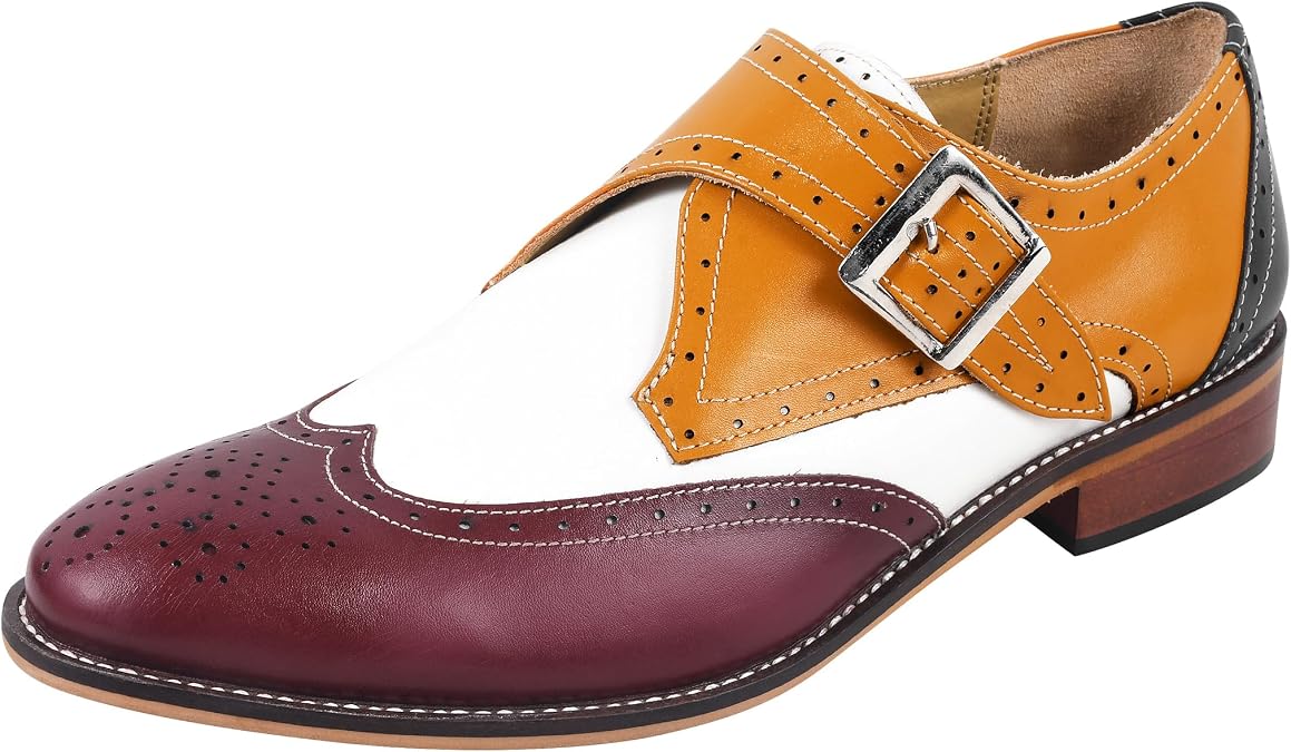 LIBERTYZENO Mens Hornback Print Genuine Leather Lace Up Oxford Dress Shoes