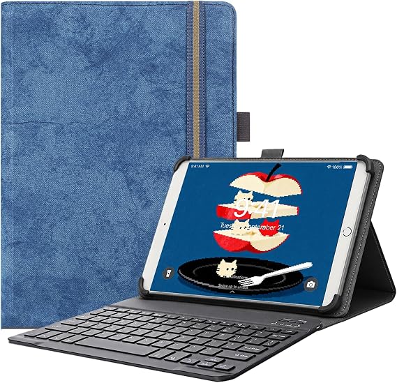 For REDMAGIC Gaming Tablet 5 Pro/REDMAGIC Astra 2/RedMagic Tablet 3 Pro ケース 9.06インチ タブレットケース タブレット用キーボード スタンド機能 分離式キーボード付き ペン収納可能 四隅固定 弾性バンド固定 ペン収納 耐衝撃 PUレザー ブルー