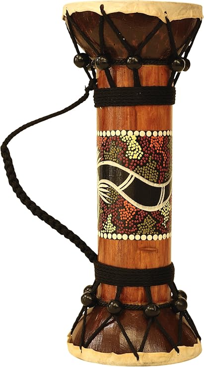 11.5" Exotic Wooden Hand Carved Double Sided Drum Djembe Home Decor Gift Wood Decoration Handcrafted Accent Decorative Drum Djembe