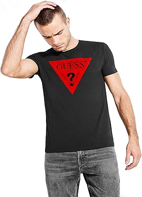 GUESS Mens Contrasting Triangle Logo Tee