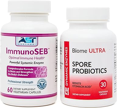 ImmunoSEB 60 caps & Biome Ultra ProbioSEB CSC3 30 caps - Immunity Boost Bundle Systemic Enzymes & Probiotics