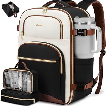 LOVEVOOK Travel Backpack for Women, 50L Airline Approved Carry On Backpack Luggage with 3 Packing Cubes, TSA Personal Item Travel Bag, Waterproof Weekender Backpack Fits 17.3" Laptop