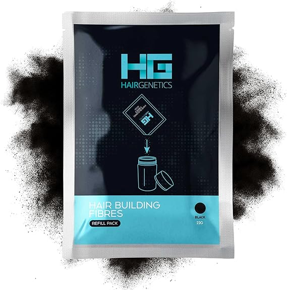Hair Genetics Hair Fibres Refill Packs - Fill in Bald Spots &amp; Thinning Hair for a Fuller Look, Natural Colours, Cling to Existing Hair, Long Lasting, Water Resistant - Hair Fibers for Men and Women