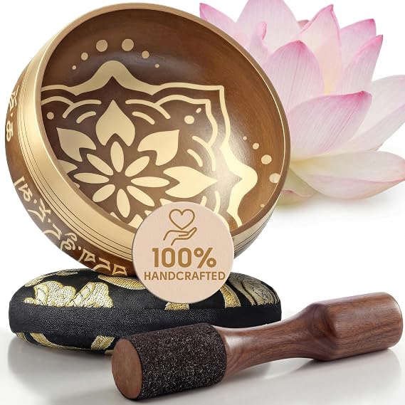 Silent Mind Tibetan Singing Bowl Set Easy to Play & Beginner Friendly Meditation Bowl with Cushion & Mallet | Stress Relief & Mindfulness | Gift-Ready