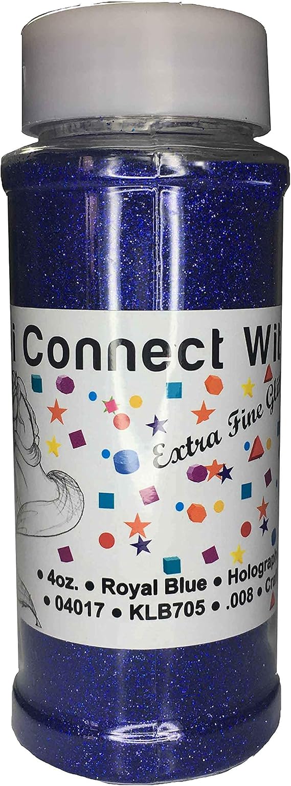 iConnectWith Glitter Royal Blue, Extra Fine Holographic Glitter; Multi-use for Crafts, Decorations, Nail Art, Makeup, Tumblers, Resin Art, and DIY Projects