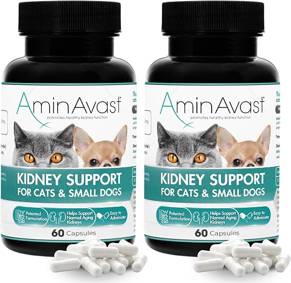 AminAvast Cat & Small Dog Kidney Support 300 mg Supplement, 60 Count 2-Pack