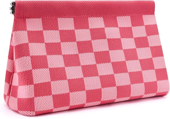 Small Makeup Bag for Purse,Cute Travel Makeup Pouch, Perfect Cosmetic & Toiletry Bag for Women, Lipstick Case & Brush Holder, Mini Vanity Organizer(L0A_Light Pink-Pink)