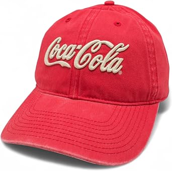AMERICAN NEEDLE Officially Licensed Coca-Cola Dad Hat, Coke New Raglan Adjustable Buckle Strap Hat, Authentic, New