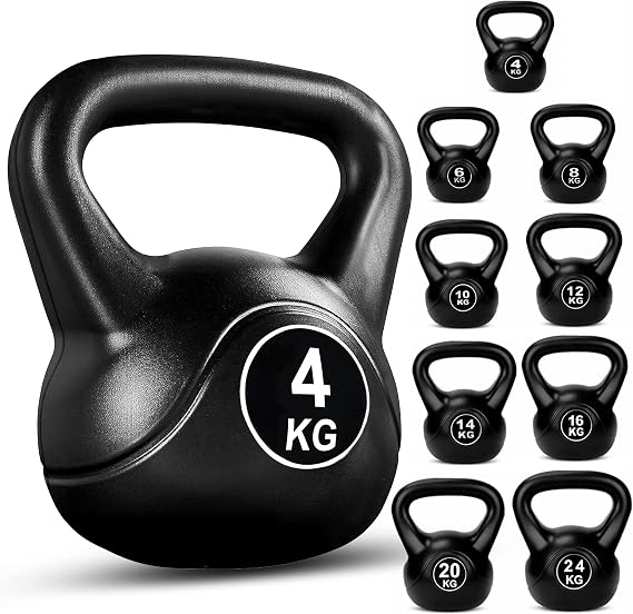 FK Sports Kettlebell | Heavy Weight Vinyl Kettlebells for Exercise Home Gym Workout | 4kg, 6kg, 8kg, 10kg, 12kg, 14kg, 16kg, 20kg, 24kg Kettlebell Weight Set for Women & Men