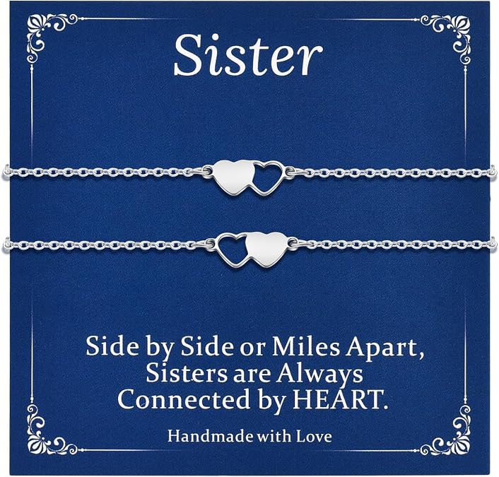 2/3/4/5 PCS Sister Bracelet Heart Matching Friendship Distance Best Friend Bracelets for Women BFF Bestie Daughter Niece Birthday Gifts