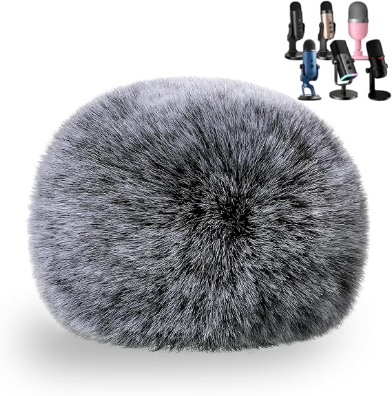 ZealSound Blue Yeti Pop Filter, Furry Microphone Windscreen Foam Cover for Yeti, Yeti X, Yeti Nano, Yeti Pro, ZealSound K66, AM8, SoloCast, Razer Seiren Mini & More USB Mics for Podcasting, Black