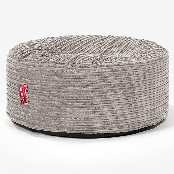 Lounge Pug Sitzsack Pouf 65 cm Rund Nerzfarben Cordstoff Bequemer Sitzhocker oder Fußhocker Sitzpouf