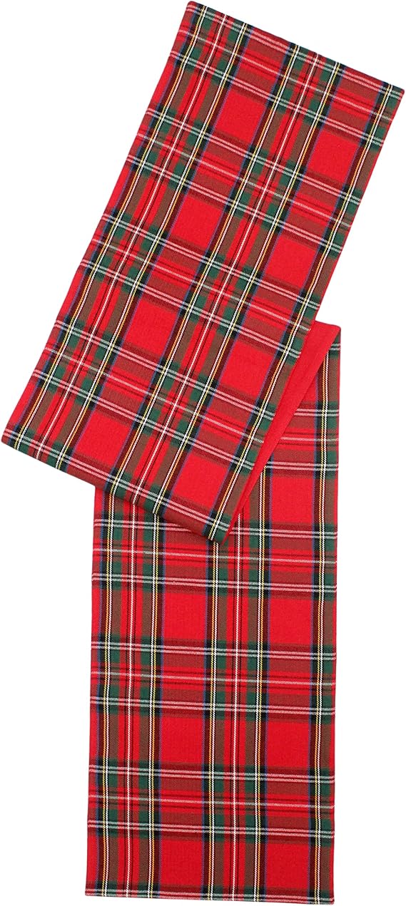 COTTON CRAFT Christmas Table Runner - Classic Xmas Tartan Plaid Tablerunner