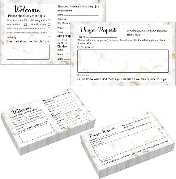 180 Pieces Church Visitor Cards for Greeting 3 X 5 In,Marble Style | Prayer Request and Welcome Postcard,Church Greeting, Visitor Prayer Note Cards