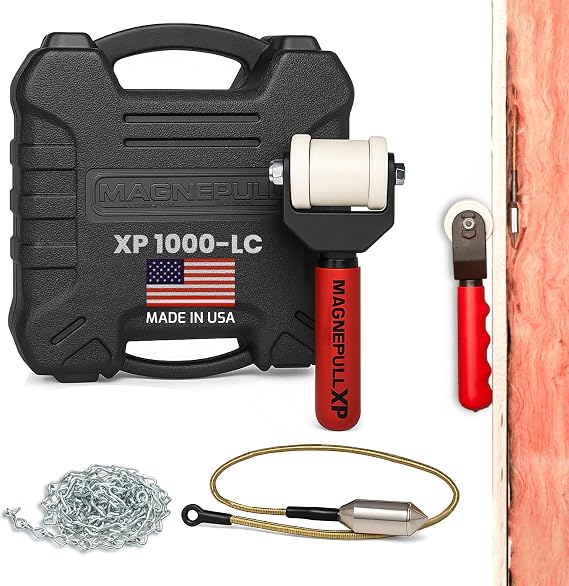 XP1000-LC Magnetic Wire Puller for Electrical Tools W/Flexible Steel Leader & Durable Case, Does not work on Foam Insulation also not rcomended for steel studs without XP1000-8 Drop Magnet
