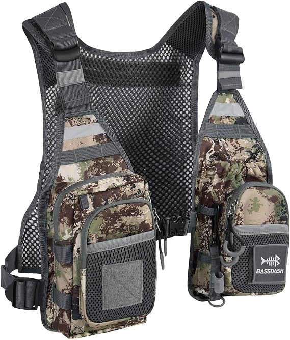 BASSDASH FV08 Ultra Lightweight Fly Fishing Vest for Men and Women Portable Chest Pack