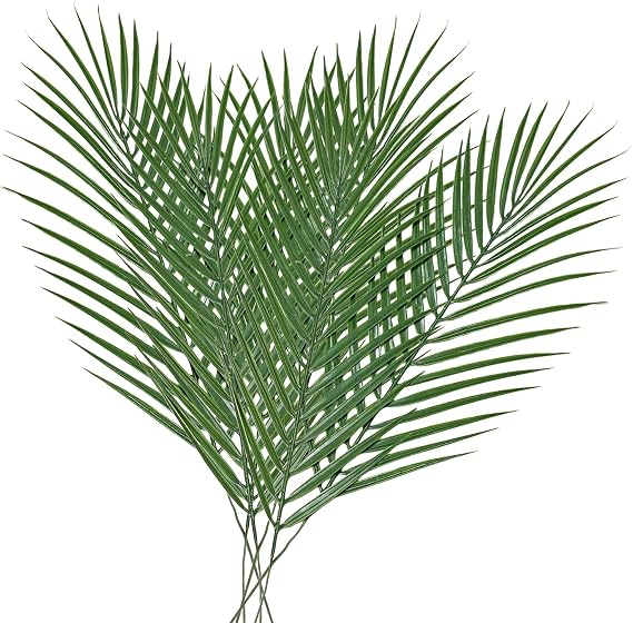 16PCS Artificial Green Palm Leaves 17.7inch Faux Tropical Palm Leaves Realistic Ferns for Home Decorations