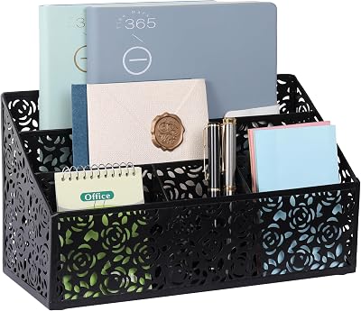 DINGTAI Mail Organizer Countertop, Modern Mail Holder Countertop, Desk Organizers and Accessories, Boho Desk Accessories, Bill Mail Papers Letters Organizer, Mail Sorters, Pencil holdersBlack