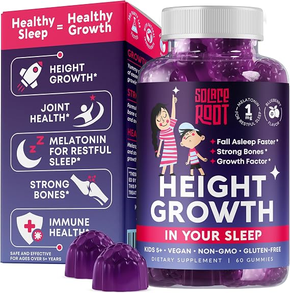 Height Growth Gummies with Melatonin - Kids Sleep Gummies with Ashwagandha