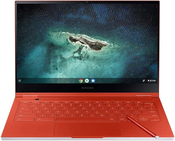 SAMSUNG 13.3" Galaxy Chromebook Laptop Computer w/ 256GB Storage, 8GB RAM, 4K AMOLED Touchscreen Display, HD Intel Core I-5 Processor, Ultra Slim, Fiesta Red
