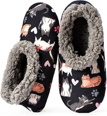 cosyone1997 Slippers for Women Indoor Non Slip Soft Sole Slippers, Fuzzy Sherpa Lined, Cute Animal Print