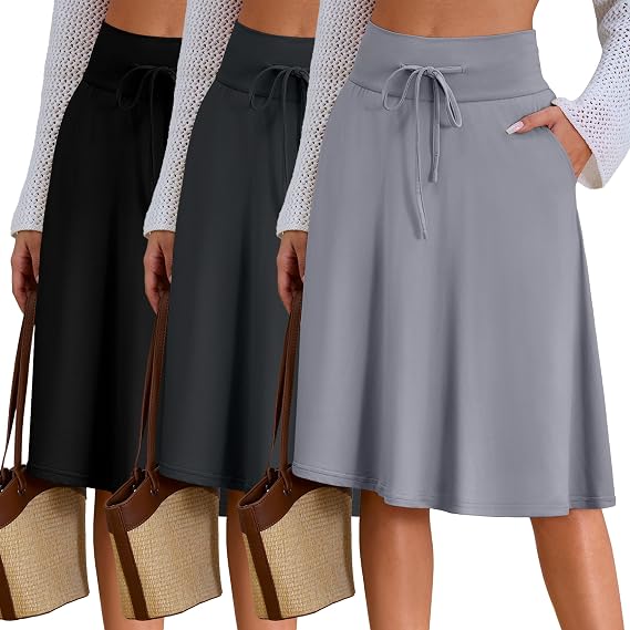 Neer 3 Pack Womens Midi A-Line Skirts