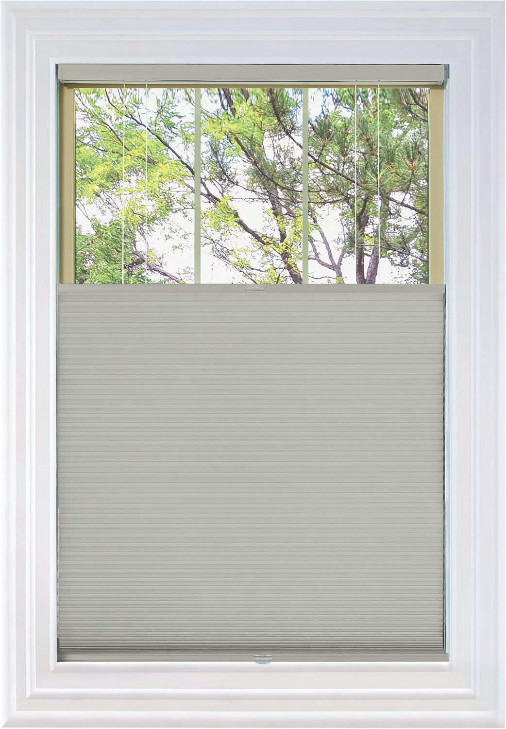 BlindsAvenue Cordless Top Down Bottom Up Cellular Honeycomb Shade, 916 Single Cell, Blackout, Misty Gray, Size: 65 W x 72 H