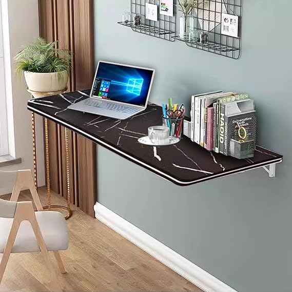 Wall Mounted Desk, Wall Mounted Folding Table for Small Spaces, Folding Fold Down Desk for Laundry Room Home Office Computer Workstation,Study Work Bench, Kitchen Dining (Black 23.6"15.7")