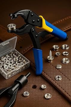210PCS Stainless Steel Snap Fastener Kit Silver Snap Buttons with Adjustable Snap Pliers Tool for Canvas, Leather, Boat Covers, Tents & DIY Repairs-Blue