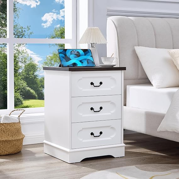 3 Drawer Dresser for Bedroom White Bedroom Dresser with Charging Station