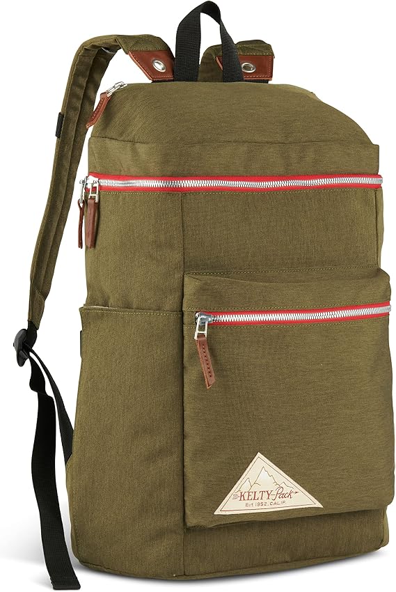 Kelty Delano 21L - Origins Collection Backpack, 21L Daypack with Classic Design, Padded Laptop Sleeve with External Access, TSA Carry On Friendly, Vegan Leather Accents, 2023 (Burnt Olive)