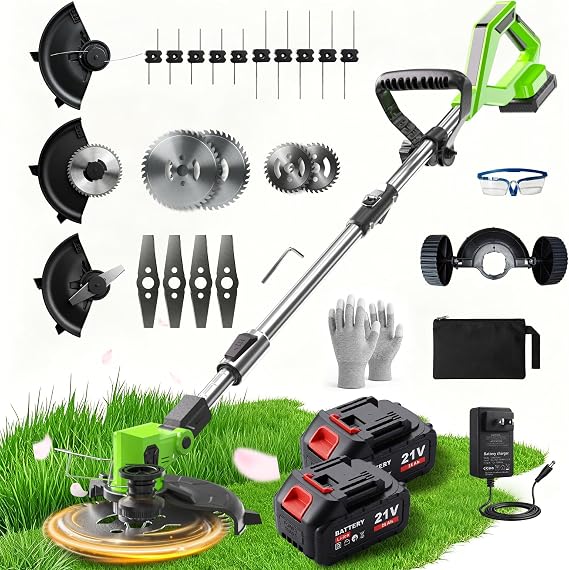 Cordless Weed Wacker with 2 Batteries, 21V Cordless Weed Eater