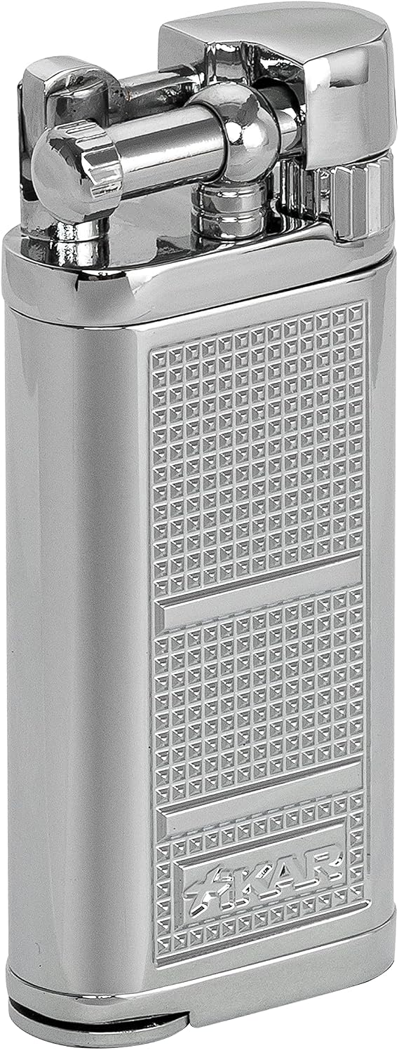 Xikar Pipeline Pipe Lighter, Replaceable Flint Ignition System, Hinged Ignition Cover, Refillable, Silver