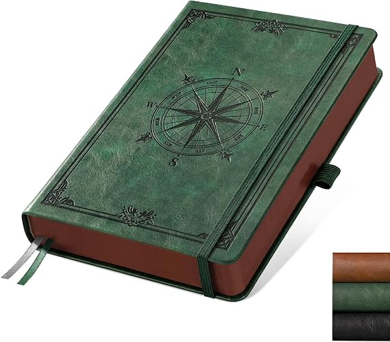 A5 Dotted Journal Notebook, 320 Pages, Hardcover, Dark Green