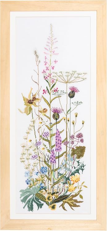 Thea Gouverneur - Counted Cross Stitch Kit - Wild Flowers - Aida - 16 Count - Embroidery Kit for Adults - DMC Embroidery Threads and Other Cross Stitch Supplies Included - 821A