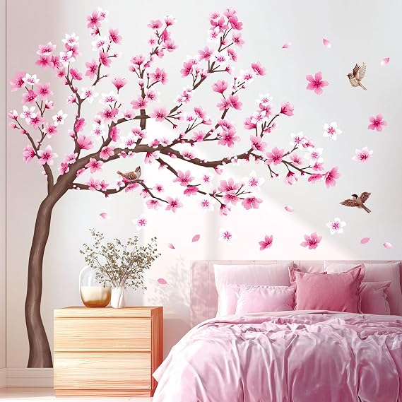 DECOWALL Large Pink Cherry Blossom Tree Wall Stickers Decals Art (SG4-2306)