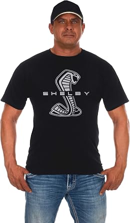 JH Design Mens Shelby Cobra T-Shirt Black Crew Neck Short Sleeve Shirt