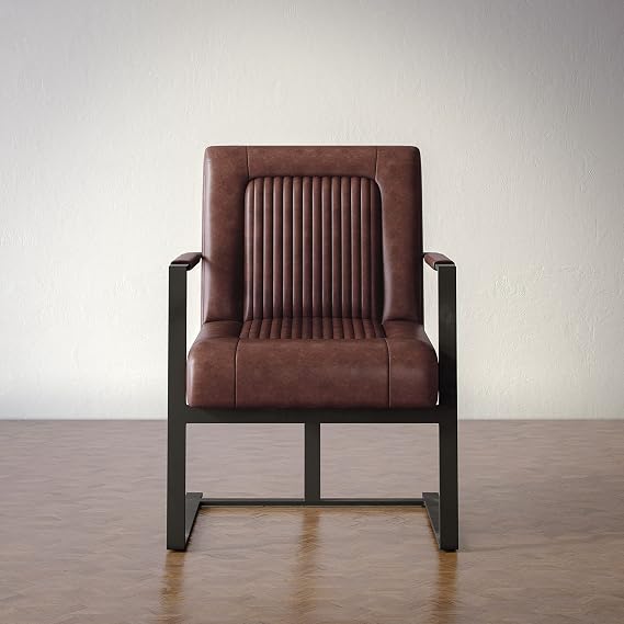 Jofran Leather Sled Dining Chair Set, Dark Sienna