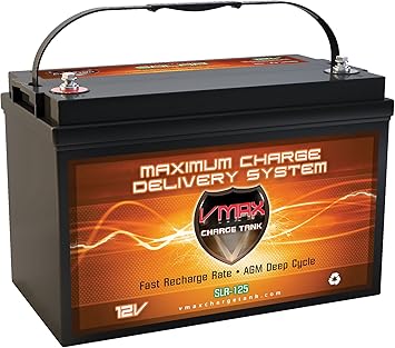 Vmaxtanks VMAXSLR125 AGM Sealed deep Cycle 12V 125AH Battery for Use with Apllo 1500 1550 gate openers and Other Swing Slide Barrier Overhead Gates 12 Volt 125Ah Group 31 AGM Solar Battery