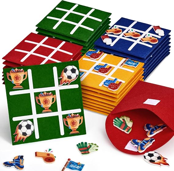 JoyCat 30 Pack Soccer Tic Tac Toe Party Favors, Felt Travel Games