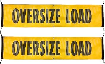 Oversize Load Signs - 18" X 84" - 2 Pack - Heavy Duty Mesh Banner for Trucks Pilot Cars - Made in USA - with Bungees and Grommets
