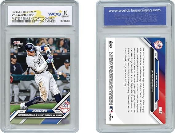 2024 Topps Now Aaron Judge Card #555 Fastest Player in MLB History to Reach 300 HR's - GEM Mint 10